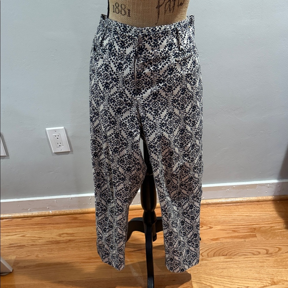 Blue and White Patterned Pants 12